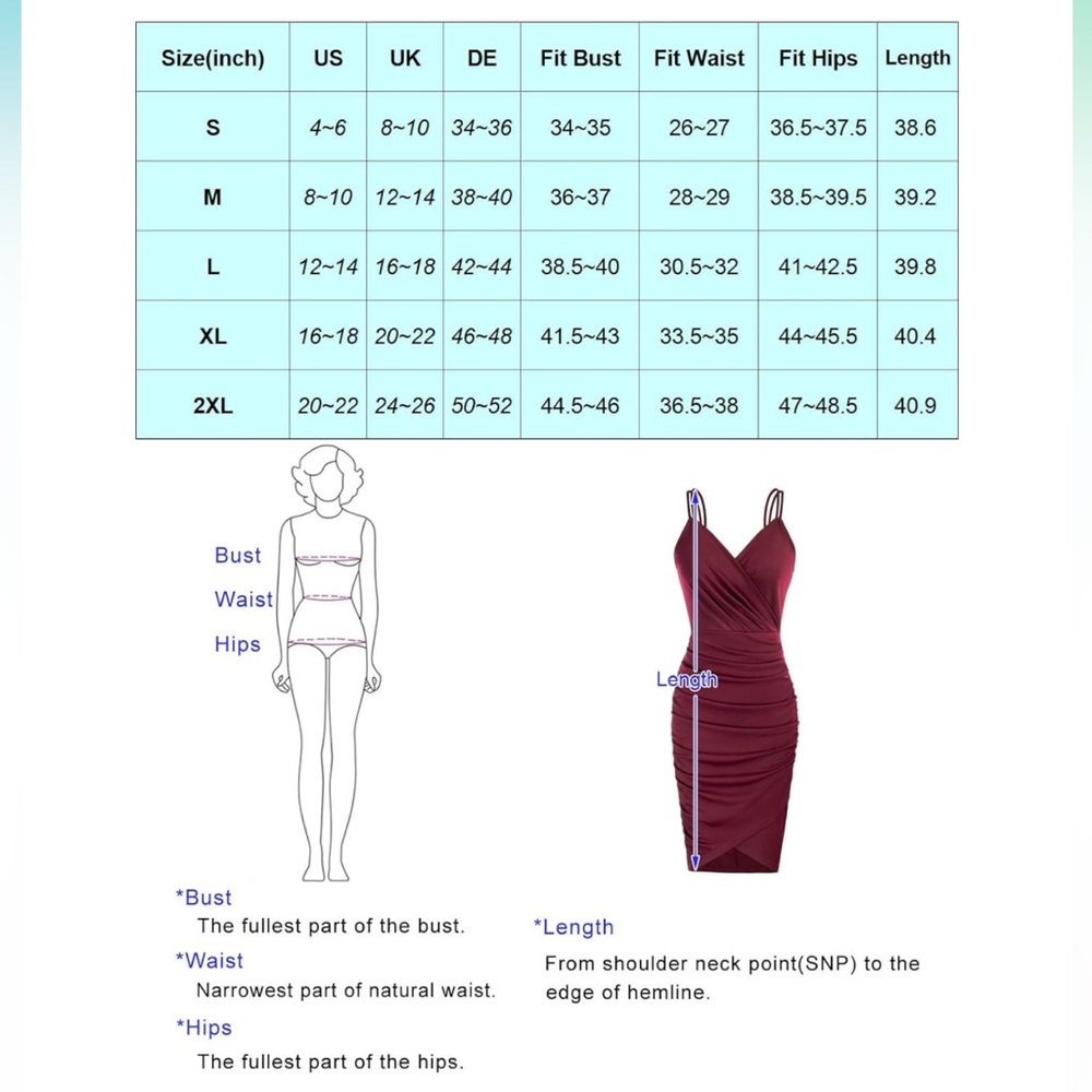 GRACE KARIN Ruched V-Neck Draped Bodycon Double Spaghetti Strap Dress EUC - Picture 4 of 11